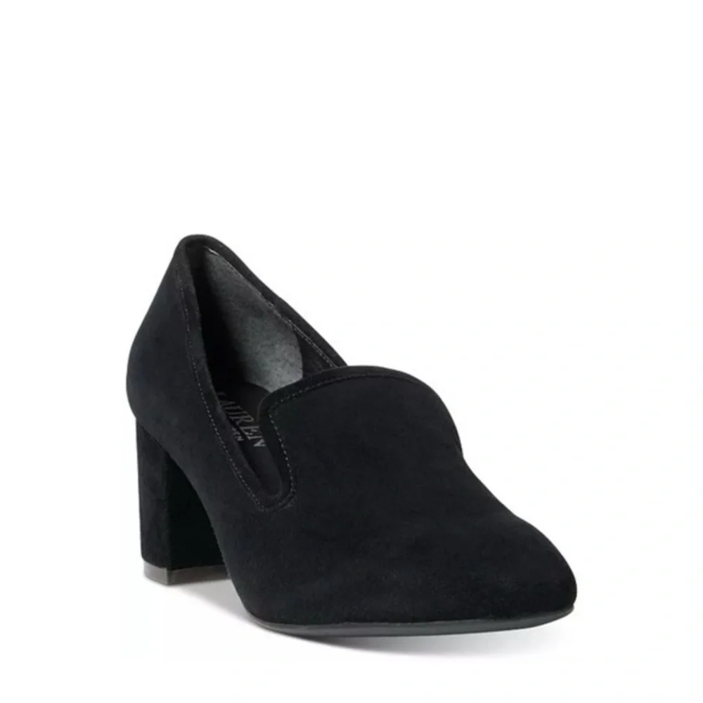 Ralph Lauren Jenifer Black Suede Leather‎ Classic Preppy Loafers Pumps 7
